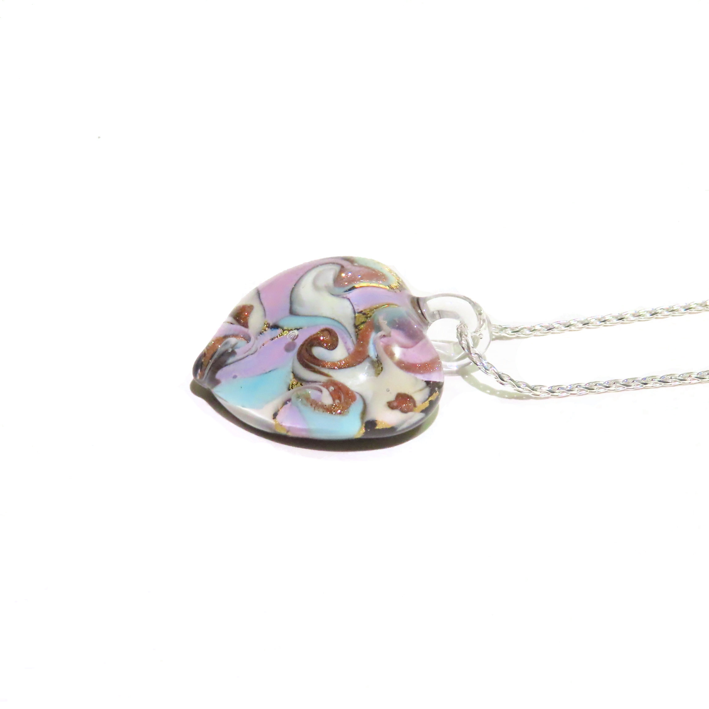 Murano Glass Heart Purple Swirl Pendant Necklace by JKC Murano