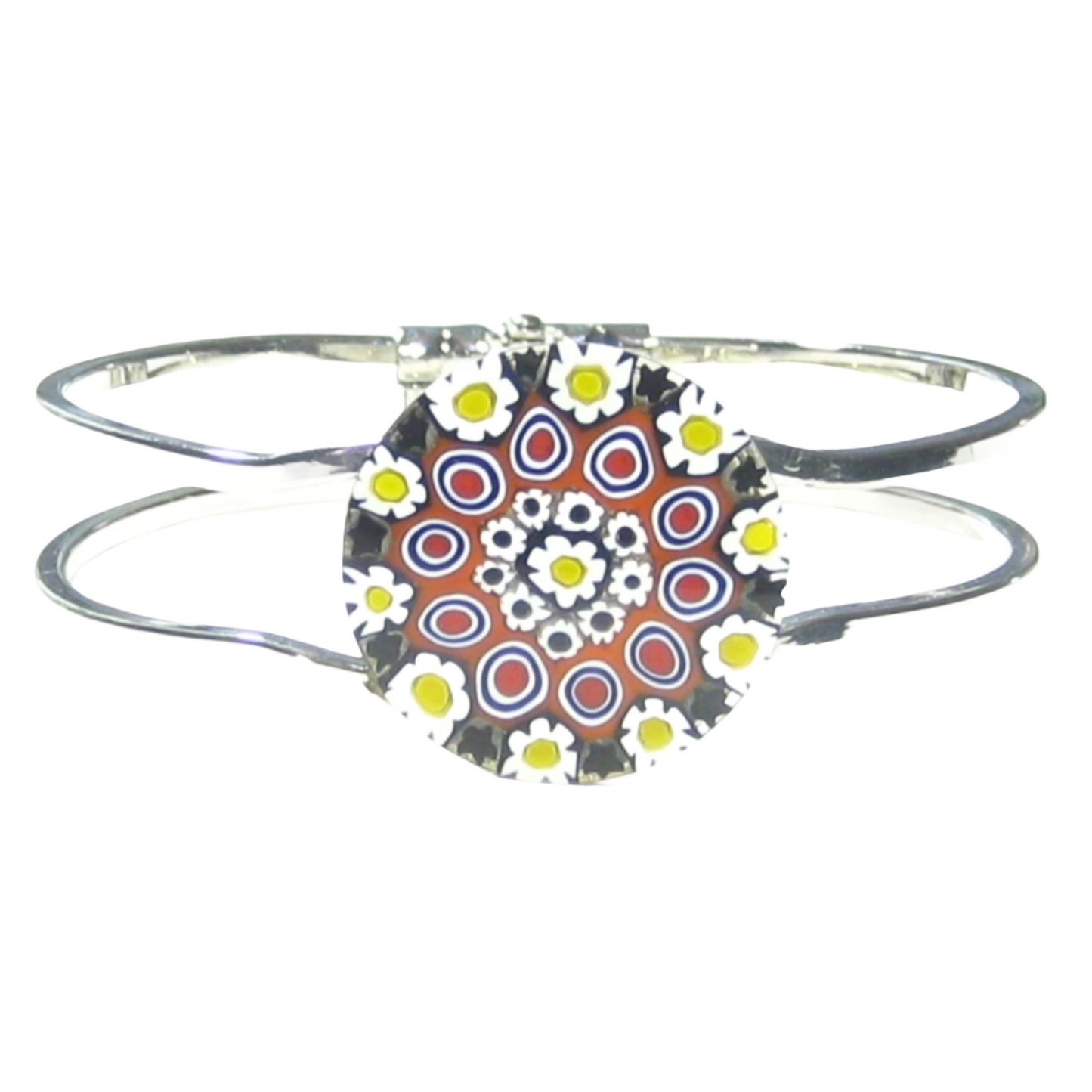 Murano Glass Black Red White Millefiori Bangle Bracelet - JKC Murano