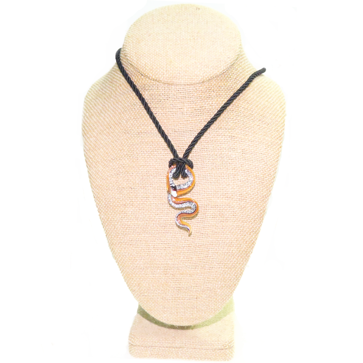 Murano Glass Black Topaz Snake Pendant