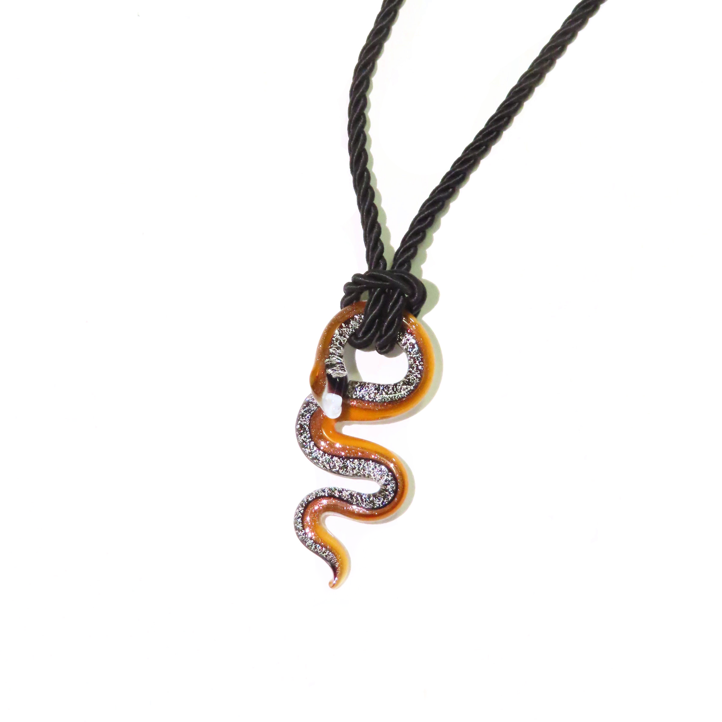 Murano Glass Black Topaz Snake Pendant