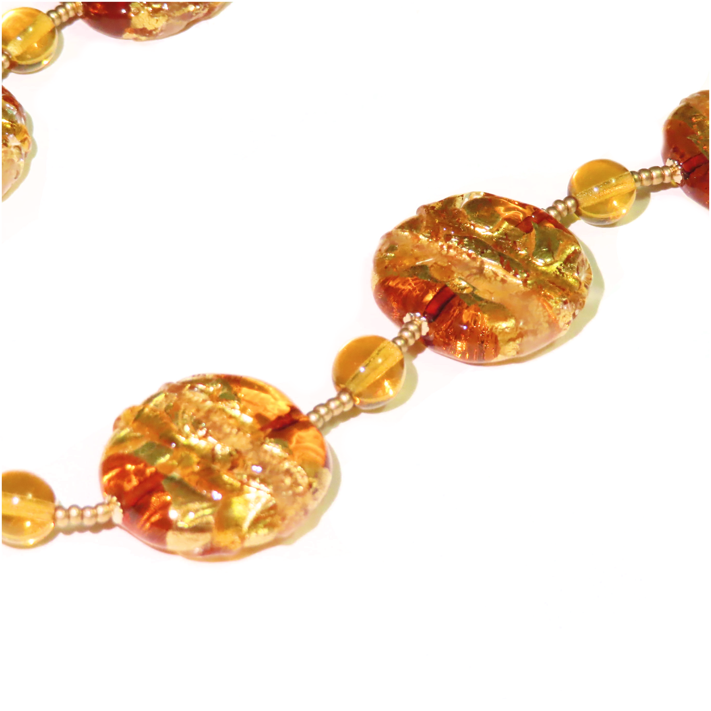 Murano Topaz Large Disc Gold Necklace