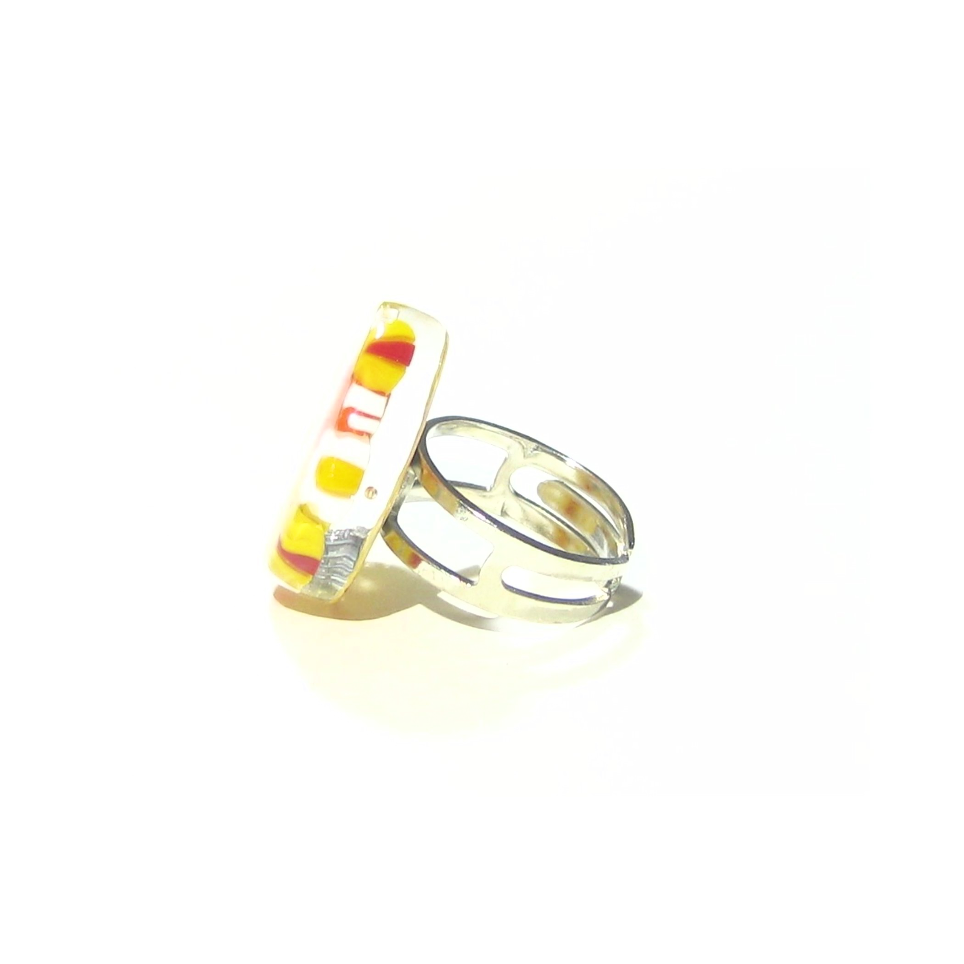 Murano Glass Yellow and White Large Millefiori Ring - JKC Murano