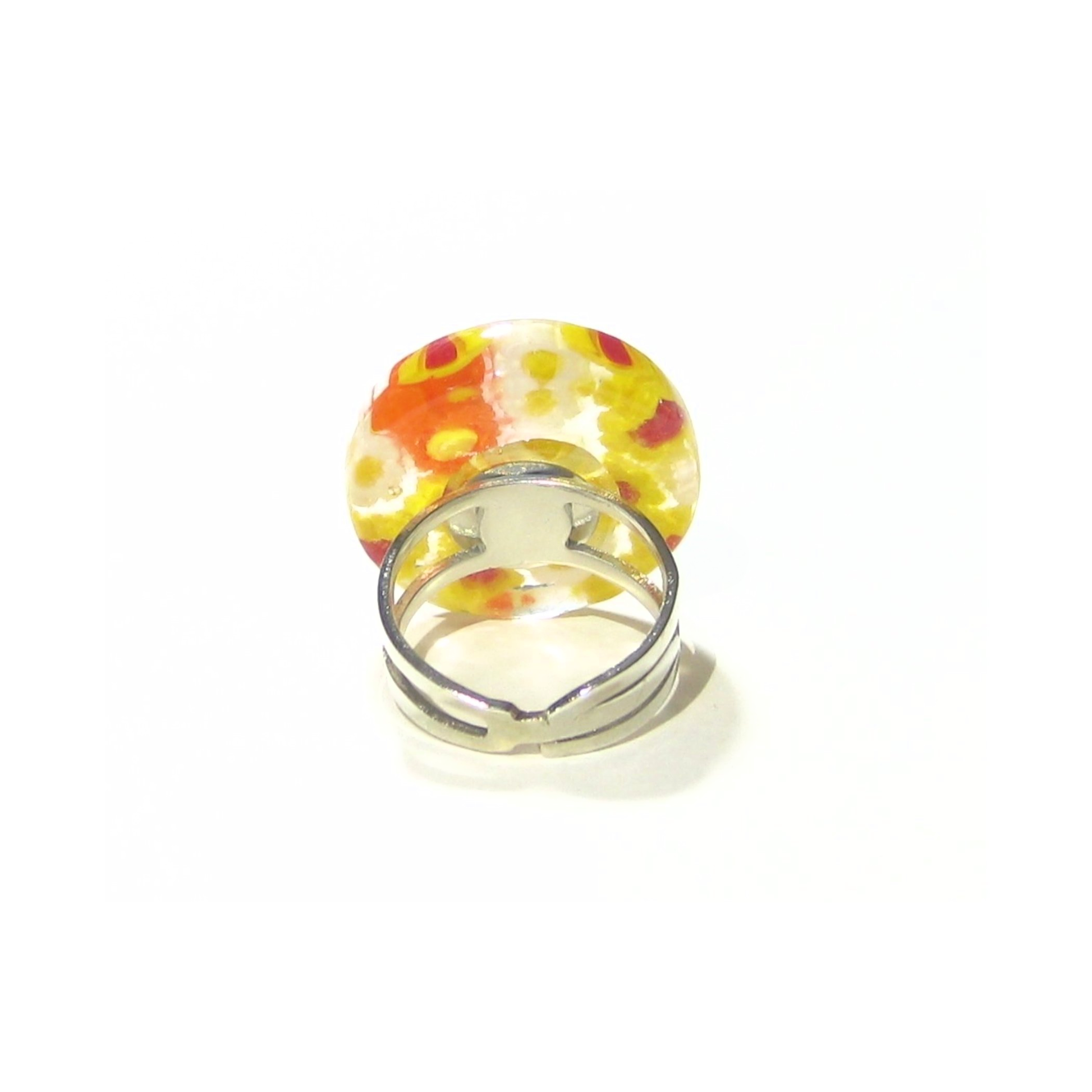 Murano Glass Yellow and White Large Millefiori Ring - JKC Murano