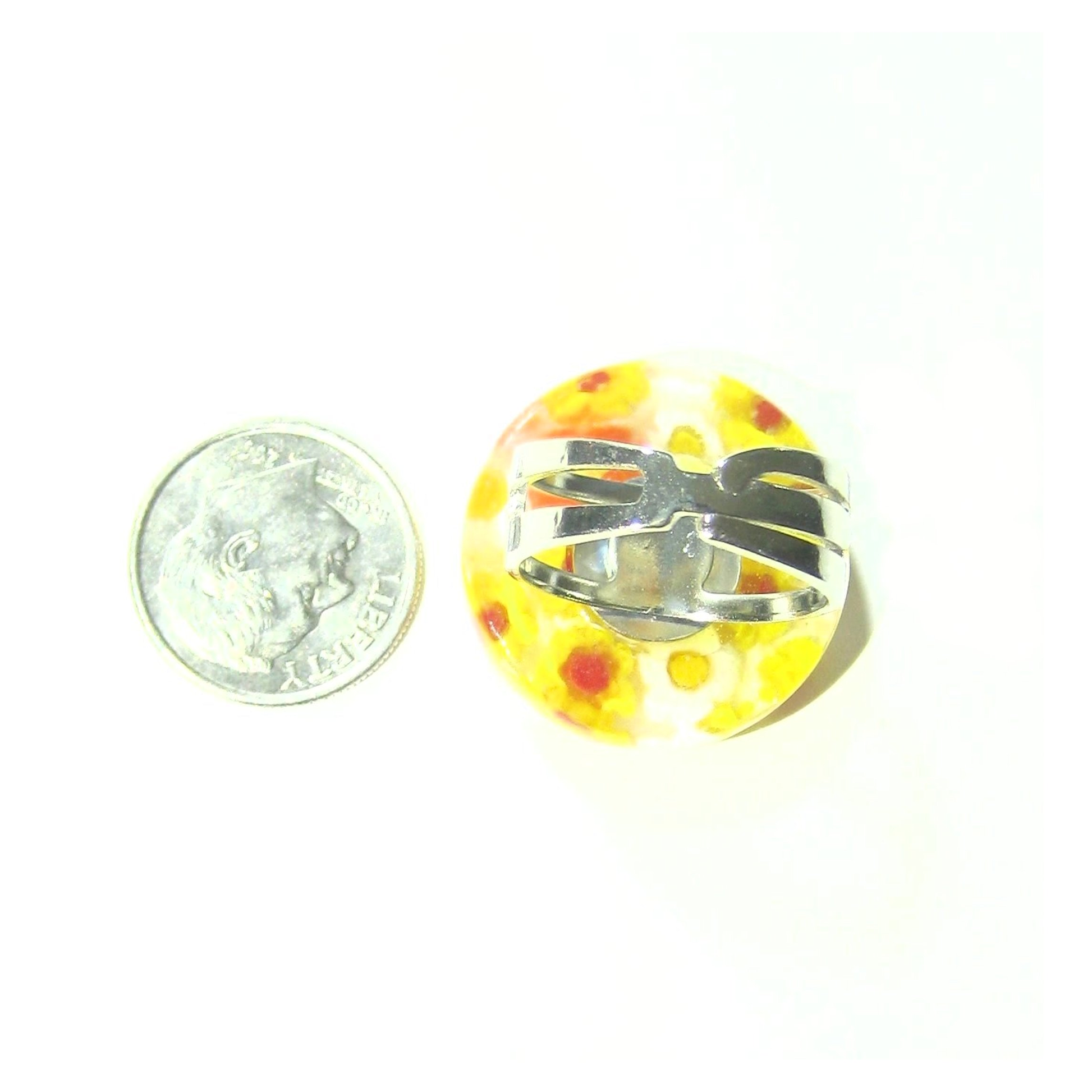 Murano Glass Yellow and White Large Millefiori Ring - JKC Murano