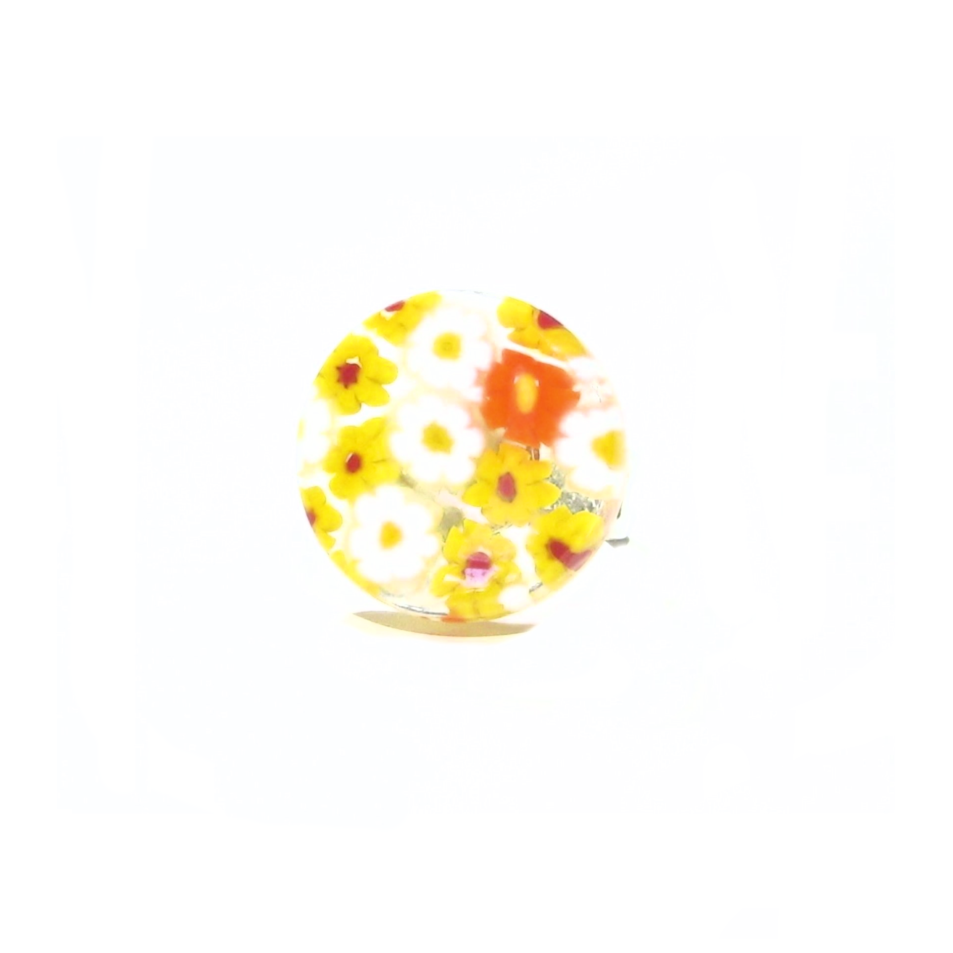 Murano Glass Yellow and White Large Millefiori Ring - JKC Murano